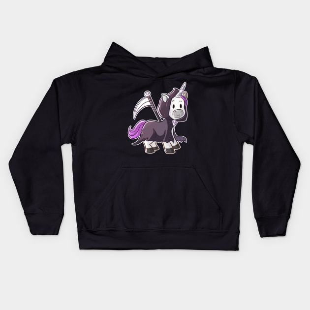 Grim Reaper Unicorn Kids Hoodie by Wanderer Bat